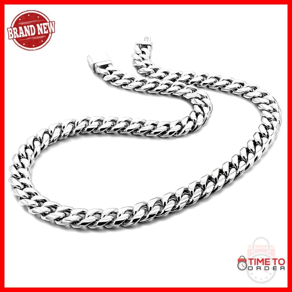 Men's 925 Sterling Silver Cuban Chain Necklace 10MM-12MM 18-28 Inch